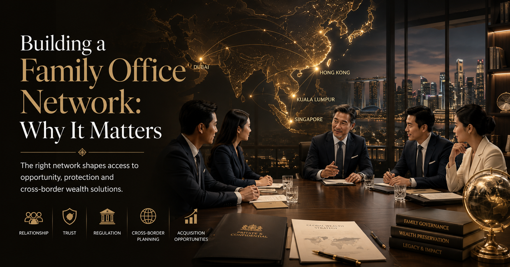 Family office network across Asia with advisors, regulators and cross-border wealth connections